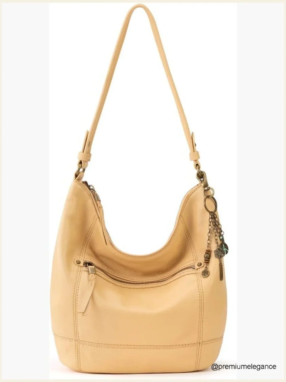Large Leather Hobo Bag with Zipper Pocket - Everyday Travel Purse